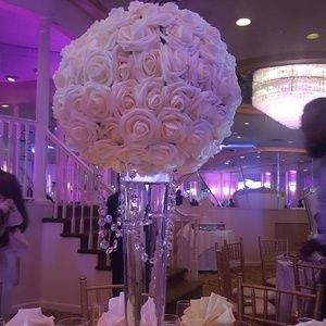 20 Creme/ Blush Faux Flower Ball Centerpieces